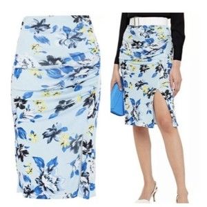 Diane Von Furstenberg Willa Skirt Womens Size Medium M Floral Ruched Lined EUC